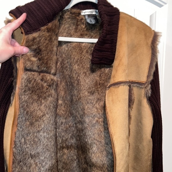 Shearing/faux fur lined/sweater/full zip sweater jacket-a BEAUTIFUL piece XL - Picture 2 of 7